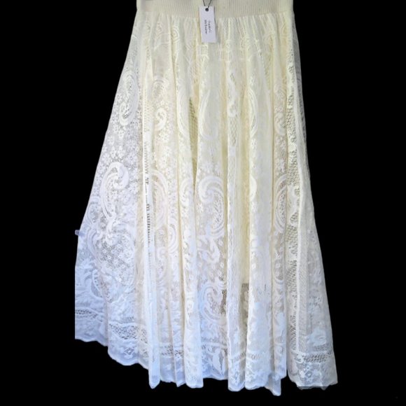 FRANKIES MELBOURNE Dresses & Skirts - FRANKIE'S MELBOURNE - bohemian - ivory lace full length lace skirt - siz…